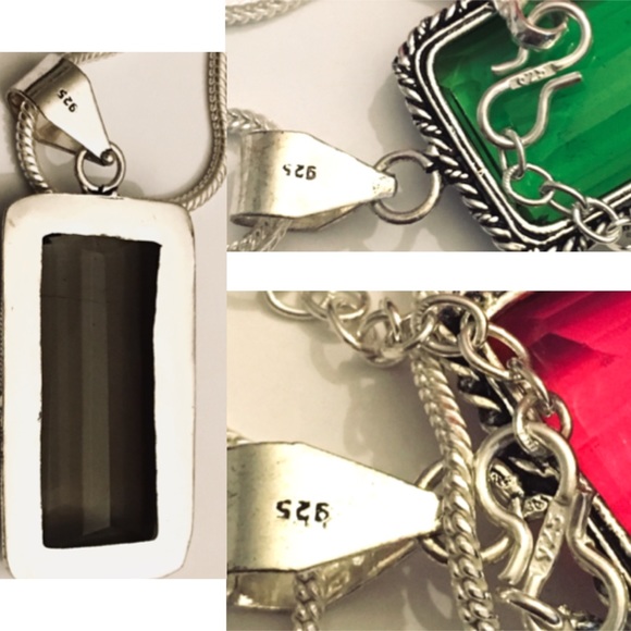 Baguette Cut Gemstone Handmade Pendant Necklace - Picture 7 of 7